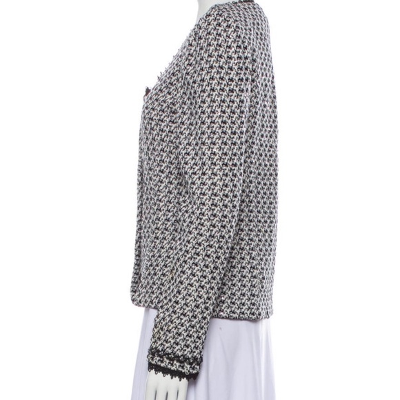 St. John Evening Sparkling Black & White Jacket with Lace & Sequin Accents Sz. 4 - Picture 4 of 4